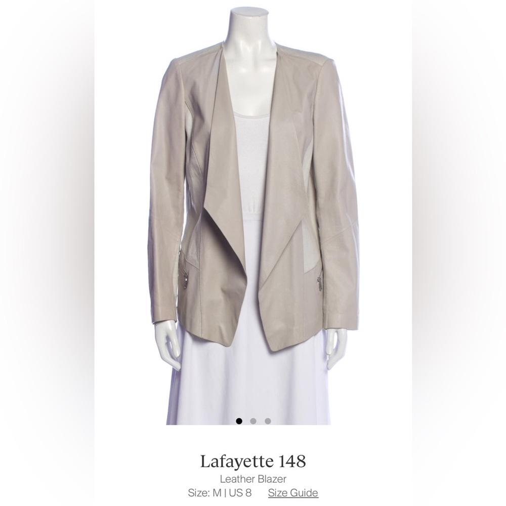 Lafayette 148 New York Beige Leather Jacket